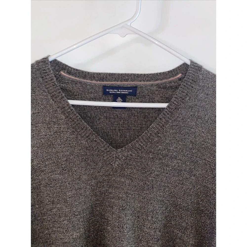 Banana Republic Brown Charcoal Gray Silk Cashmere Blend Lightweight Sweater - XL